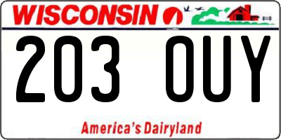 WI license plate 203OUY