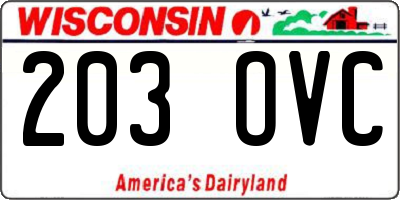 WI license plate 203OVC