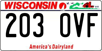 WI license plate 203OVF