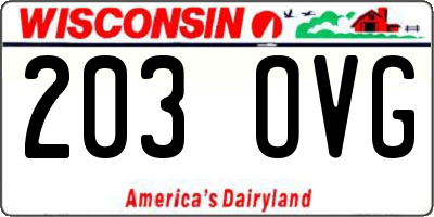 WI license plate 203OVG
