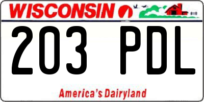 WI license plate 203PDL
