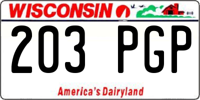 WI license plate 203PGP
