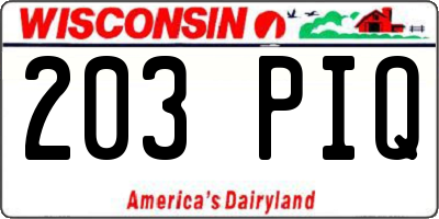 WI license plate 203PIQ
