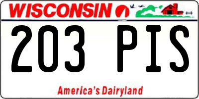 WI license plate 203PIS