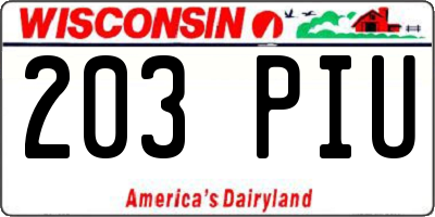 WI license plate 203PIU