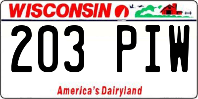 WI license plate 203PIW