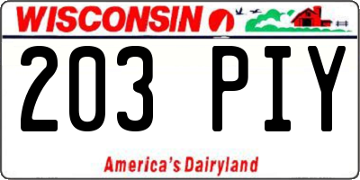 WI license plate 203PIY