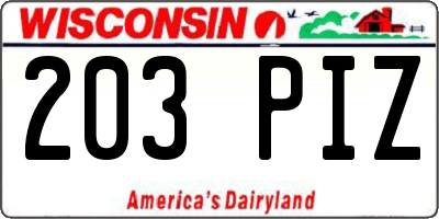 WI license plate 203PIZ