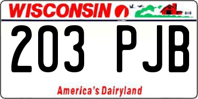 WI license plate 203PJB