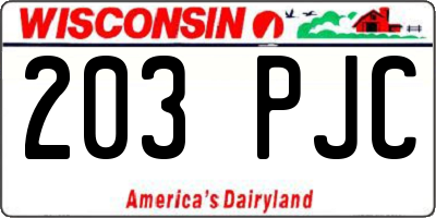 WI license plate 203PJC