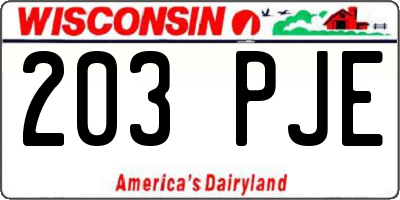 WI license plate 203PJE