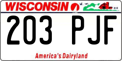 WI license plate 203PJF