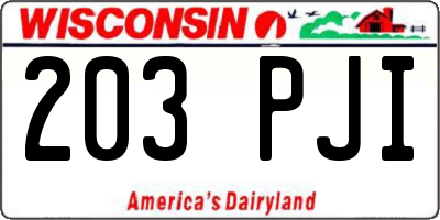 WI license plate 203PJI