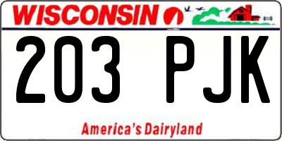 WI license plate 203PJK