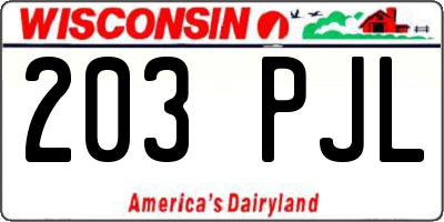 WI license plate 203PJL