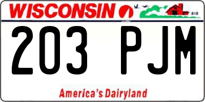 WI license plate 203PJM
