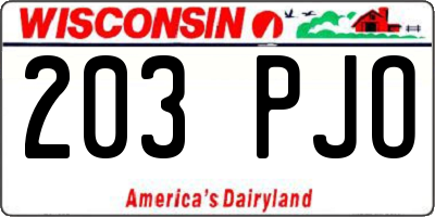 WI license plate 203PJO