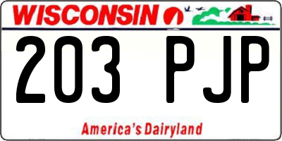 WI license plate 203PJP