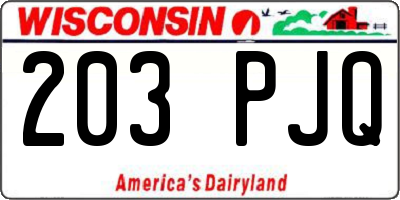 WI license plate 203PJQ
