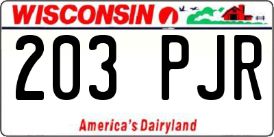 WI license plate 203PJR