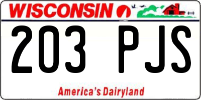 WI license plate 203PJS