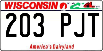 WI license plate 203PJT