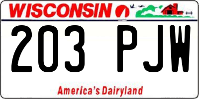 WI license plate 203PJW