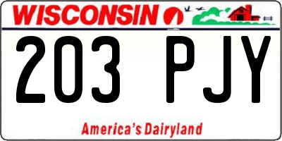 WI license plate 203PJY