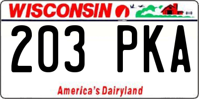 WI license plate 203PKA