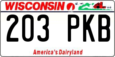 WI license plate 203PKB