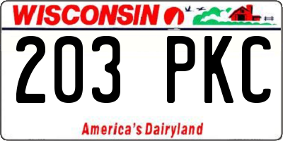 WI license plate 203PKC