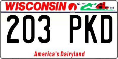 WI license plate 203PKD