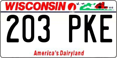 WI license plate 203PKE