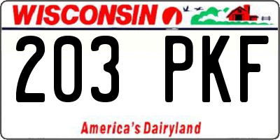 WI license plate 203PKF