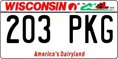 WI license plate 203PKG