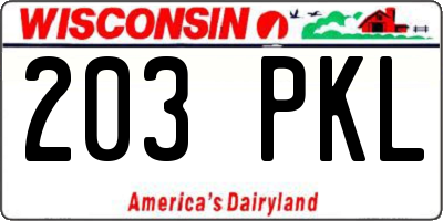 WI license plate 203PKL