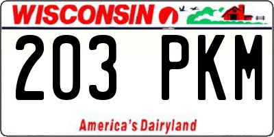 WI license plate 203PKM