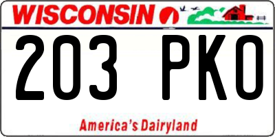 WI license plate 203PKO