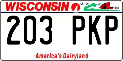 WI license plate 203PKP