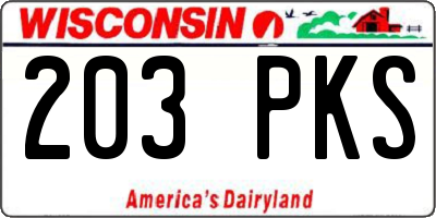 WI license plate 203PKS