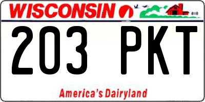 WI license plate 203PKT