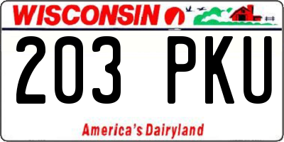 WI license plate 203PKU