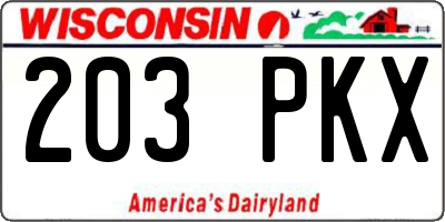 WI license plate 203PKX