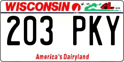 WI license plate 203PKY