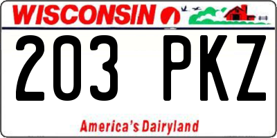 WI license plate 203PKZ