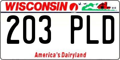 WI license plate 203PLD