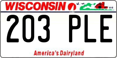 WI license plate 203PLE