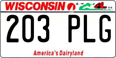 WI license plate 203PLG