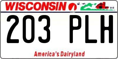 WI license plate 203PLH