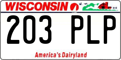WI license plate 203PLP